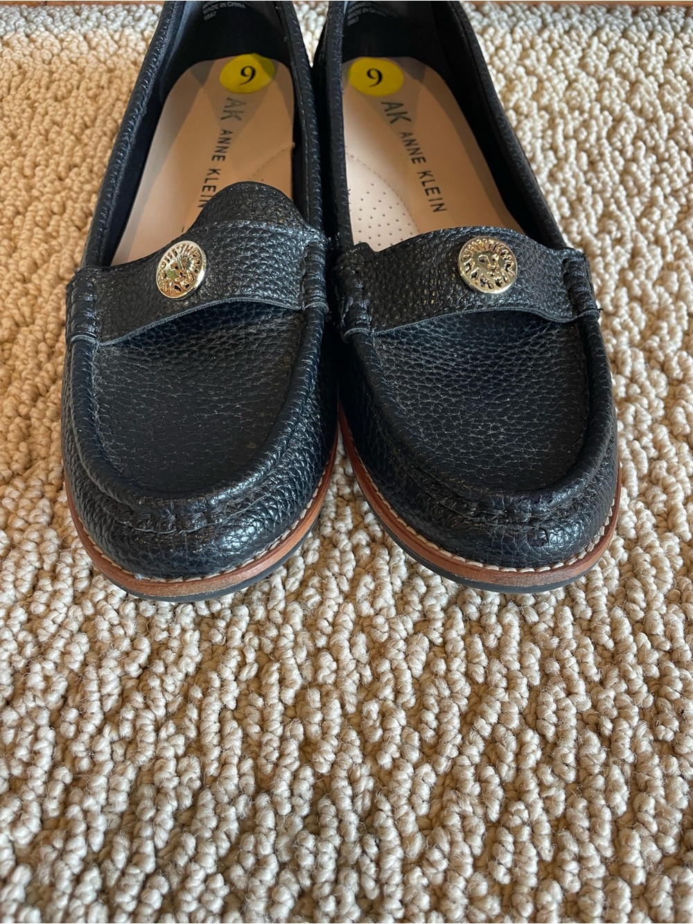 Anne Klein Black Pebbled Leather Slip-On Loafers Women's 9 - Picture 5 of 6